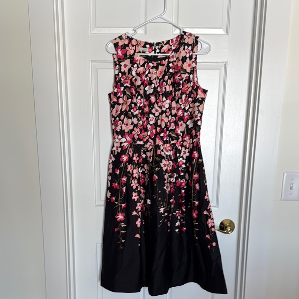 Talbots Floral Black and Pink Dress